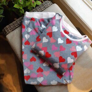 Kate Spade Super Soft Gray and Pink Heart Pajamas Top and Bottom PJ Set XXL